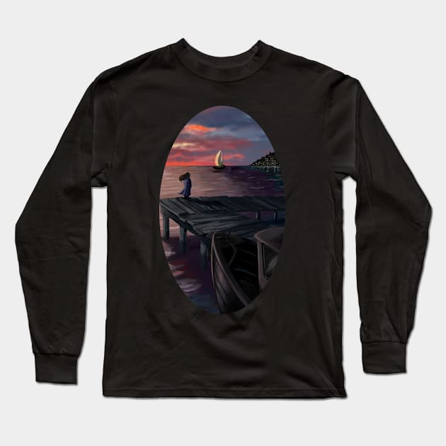 Twilight Harbor Long Sleeve T-Shirt by Khalico